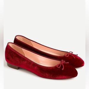J. Crew Kiki Ballet Flats in Red Velvet